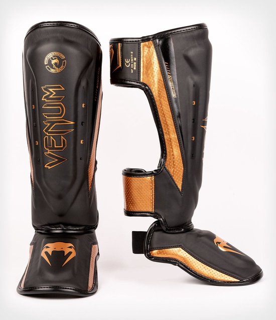 Venum Elite Evo Kickboks Scheenbeschermers Zwart Brons - M