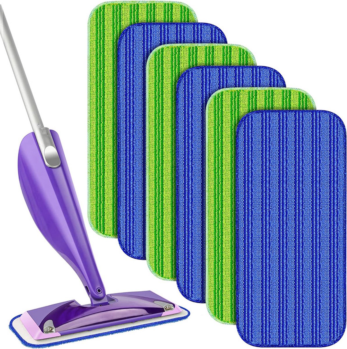 Goedkoopste 6x Dweilen Vervangingsdoek Compatible met swiffer Wetjet - Vloerwisser Microvezeldoek reinigingspads - herbruikbare dweilpads - voor hardhout - tegels - laminaat - Vinyl - Bamboe - Stof - Schoonmaken - 30 x 14 cm