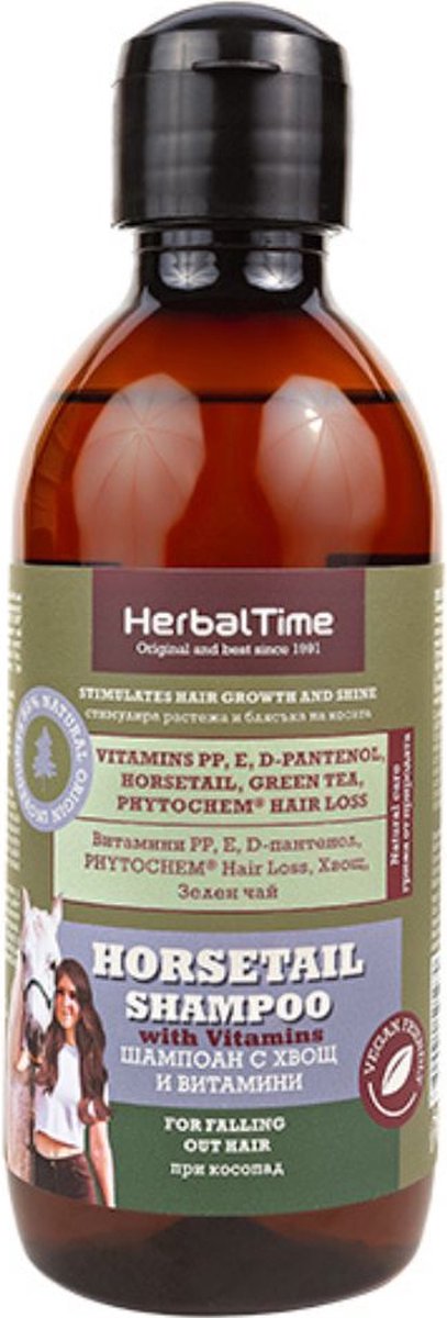 Herbal Time Horsetail Shampoo – Heermoes Shampoo met Paardenstaart Extract & Vitaminen – Tegen Vochtarme Hoofdhuid – Versterkt Haargroei – 240ml
