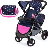 Bol.com Tweeling poppenwagen Twin Xeo dubbele poppenwagen verstelbare duwstang tas aanbieding