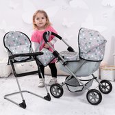Bol.com Cosy Poppenwagen set opvouwbaar zachte handgreep met kinderstoel tas grijs aanbieding
