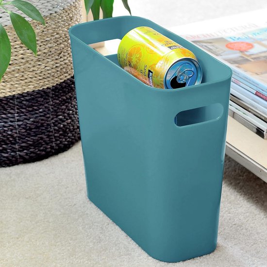 Youngever 2 Stuks 10 L Slanke Vuilnisbak, Herbruikbare Plastic Met Handgrepen Voor Thuiskantoor, Woonkamer, Studeerkamer, Keuken, Badkamer (Wit
