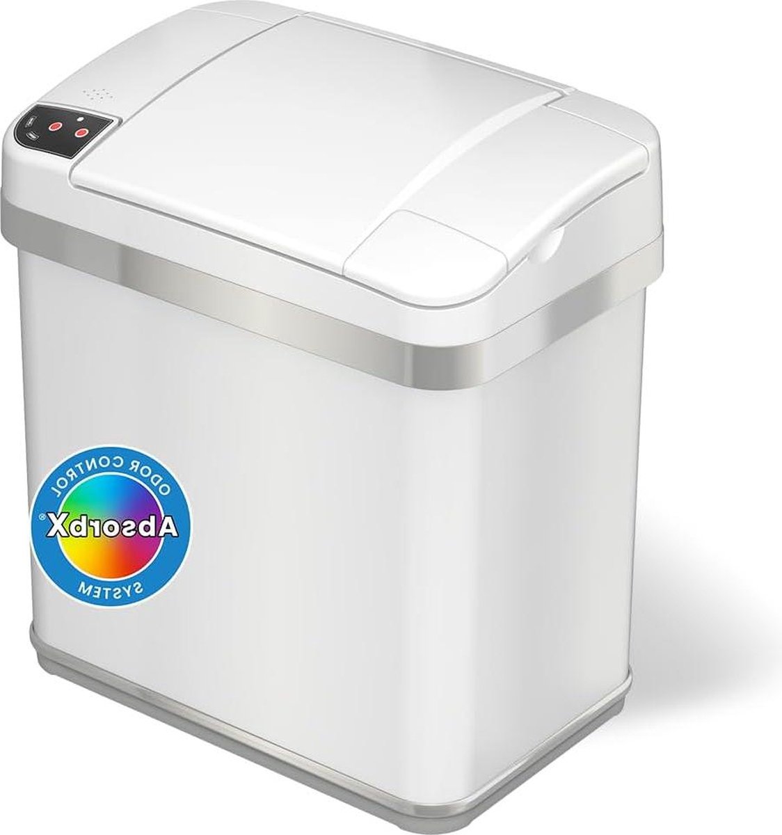 Goedkoopste 75 liter vuilnisbak met bewegingsdetectie en geurfilter - roestvrij staal - contactloze opening - parelwit - voor kantoor of badkamer