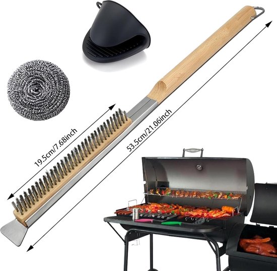 Pizza Steen Reinigingsborstel - Barbecue Grill Cleaning Tool Met Houten Handvat - Keuken Oven Accessoires - Draagbare Borstel van Marlow. — afbeelding 5