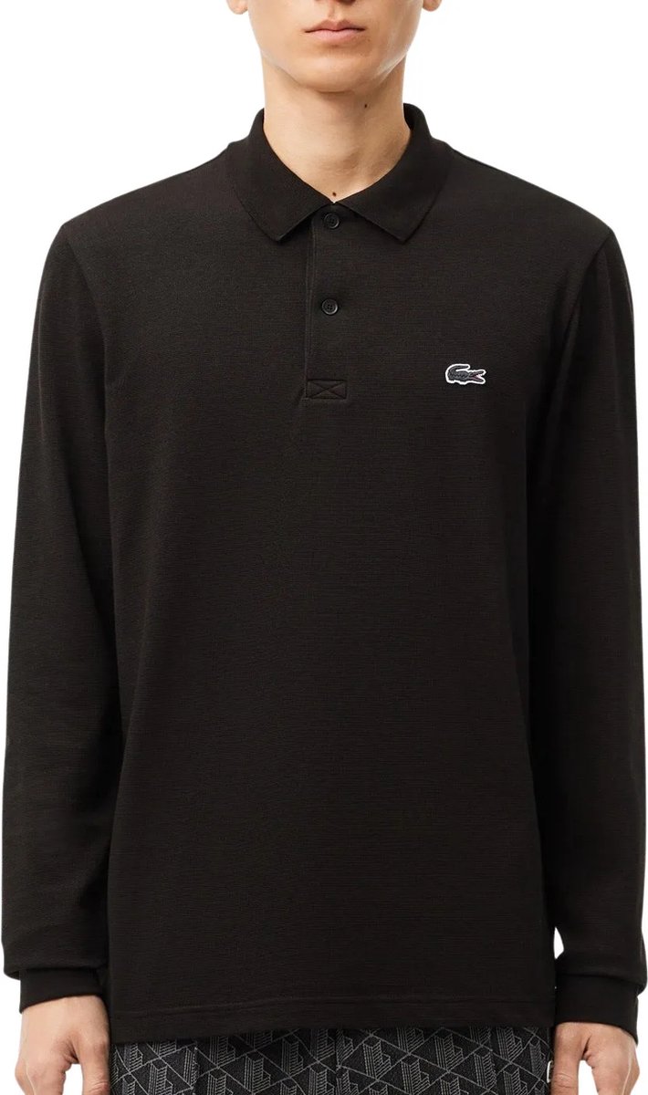 Lacoste Regular Fit Longsleeve Polo Heren Zwart