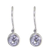 Behave - Boucles d'oreilles - Argent sterling 925 - Boucles d'oreilles pendantes avec pierre de zircone transparente