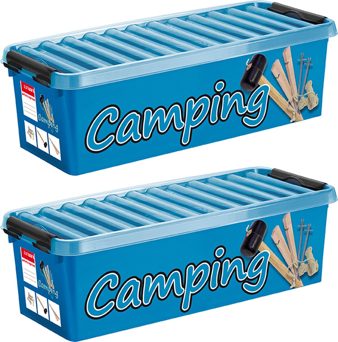 Sunware Q-line camping box met inzet 9 5L blauw zwart Set van 2