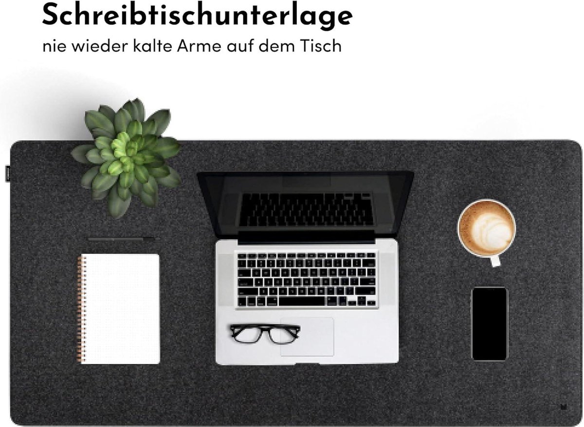 Bureaumat Laptop Onderlegger Vilten Donkergrijs 90x30 cm - XXL Muismat Schrijfonderlegger Tafelbeschermer — cadeau in Wonen & Interieur - foto 6