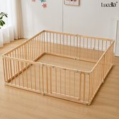 Lucellia® Prime Wood Grondbox Baby - Inklapbare Speelbox - Kinderbox Hout - Playpen Kruipbox- Babypark - Babybox - Inklapbare Houten Speelbox met Slim Kliksysteem en Zuignappen - 172x172x61 CM - Beige Connectoren