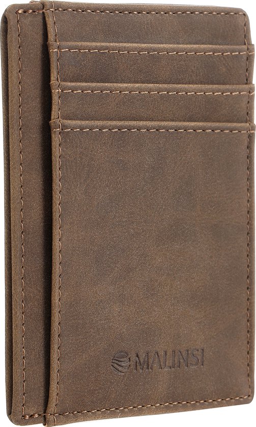 Malinsi Card Holder Men Brown - Portefeuille extensible homme - Portefeuille - Porte-monnaie - Porte-cartes