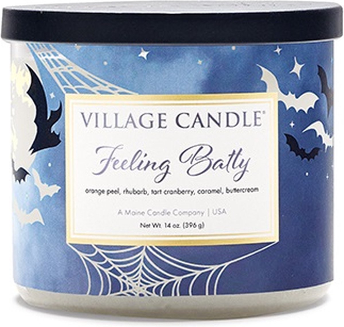 village candle Feeling Batty - Geurkaars- Halloween blauw