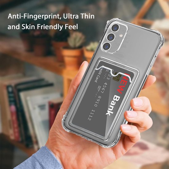 BixB Coque avec Porte-Cartes et Protecteur d'écran en Verre trempé adapté pour Samsung Galaxy S24 - Coque arrière Antichoc - Transparente