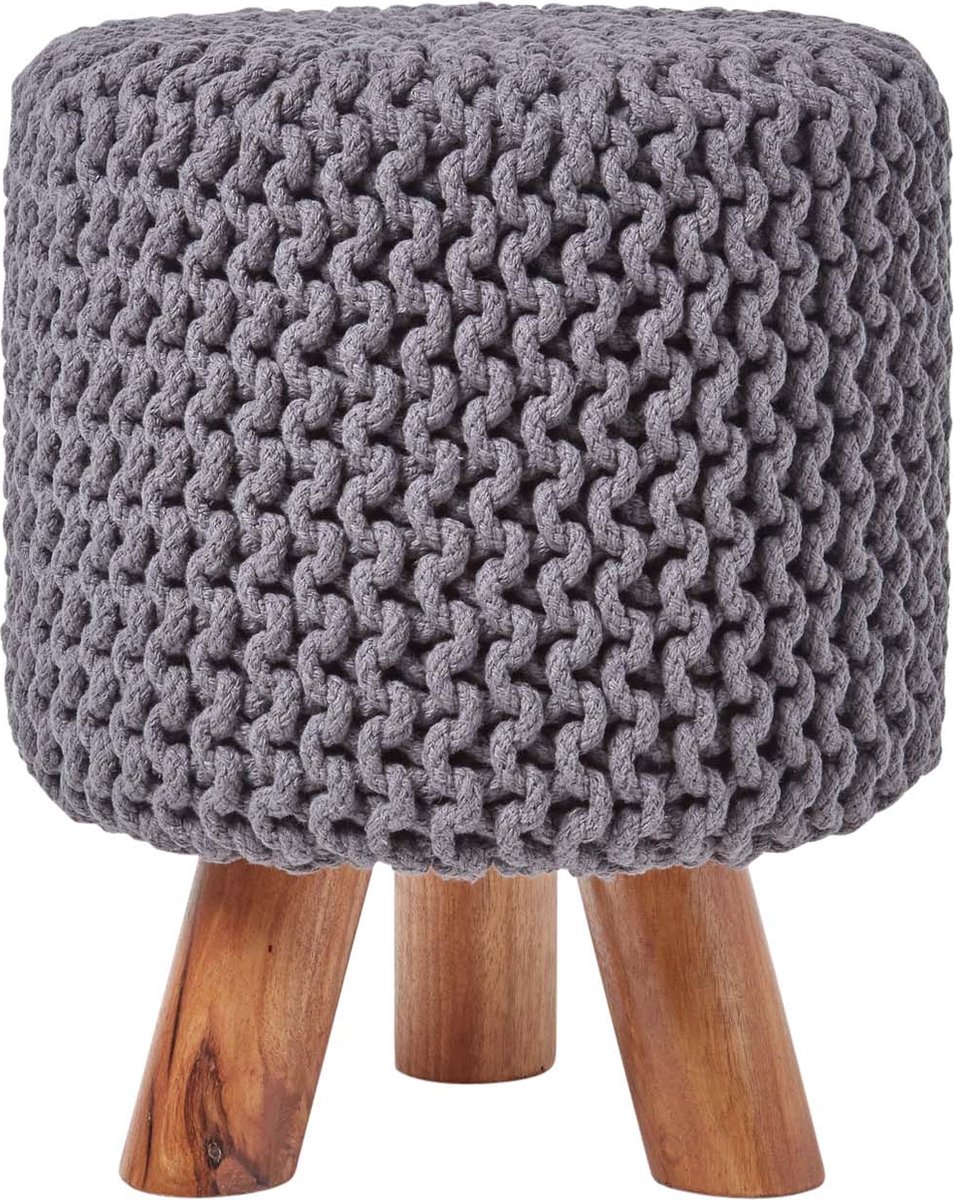 Homescapes Gebreide Voetenbank 42cm Hoog Grijs