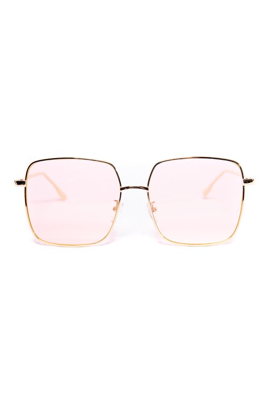 KIMU Zonnebril Grote Rechthoek - Goud Montuur - Lichtroze Glazen - Vierkant Oversized Geometrich Gradient Designer Hollywood Zomer Elegant Festival van KIMU — afbeelding 2