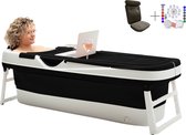 HelloBath® Opvouwbaar bad - XXL Goliath (Comfort) - Zwart - 157cm - Inklapbaar bad - Zitbad voor volwassenen - Bath Bucket - Extra: Luxe Badkussen, Deksels, Badlamp & Opbergtas