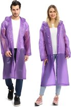 Festival Regenjas - Paars | Unisex EVA Capuchon Poncho | Lichtgewicht / Waterdicht | Fashion Favorite