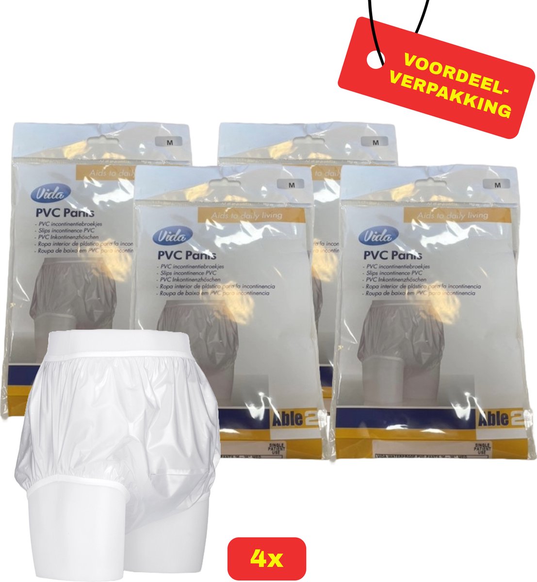 Goedkoopste PVC Beschermbroekje Medium | 91-96 cm | 4X Voordeelverpakking!