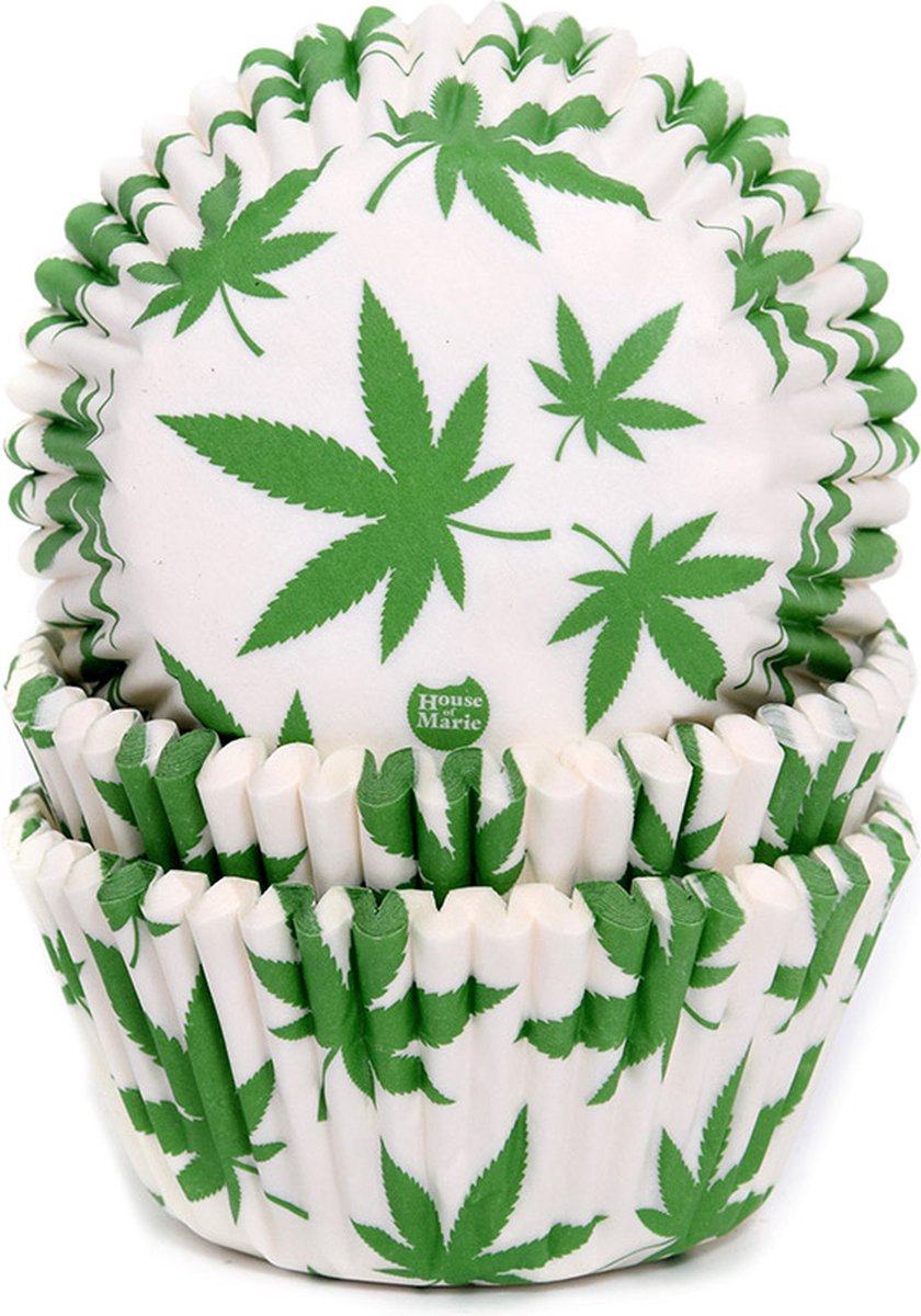 House of Marie Cupcake Vormpjes - Marihuana - pk/50 - Baking Cups voor Muffins en Cupcakes