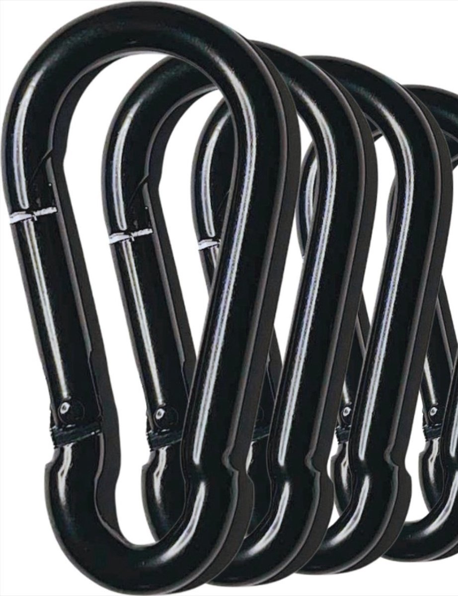 *** 3x Robuuste Karabijnhaak, 7x70mm - Gegalvaniseerd & Verzinkt Staal - Zwart Musketonhaak van Heble® ***