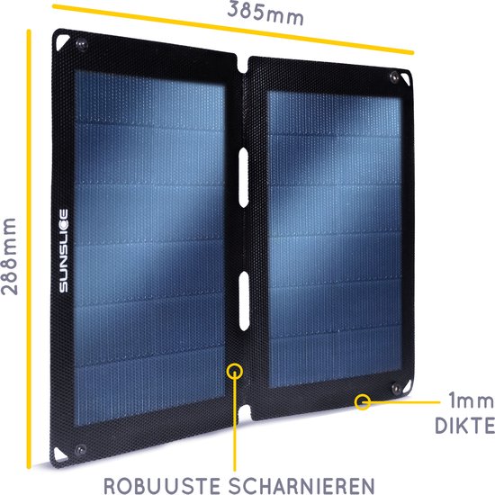 Panneau solaire flexible de Nieuwe génération 12W. Puissant et beaucoup plus léger, ultra-fin, incassable. pour smartphone, idéal pour le camping et la Marche - Zwart