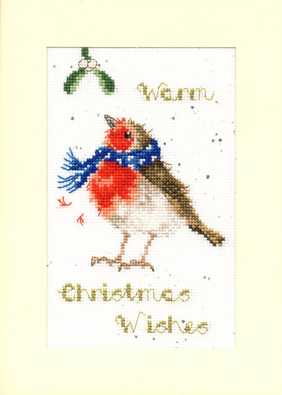 Foto: Borduurpakket kerstkaart warm wishes bothy threads