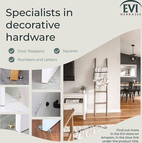 EVI Zelfklevende Deurstopper – 45x14 Mm, Zwart Rubber/siliconen, Roestvrij Staal – Model I-203
