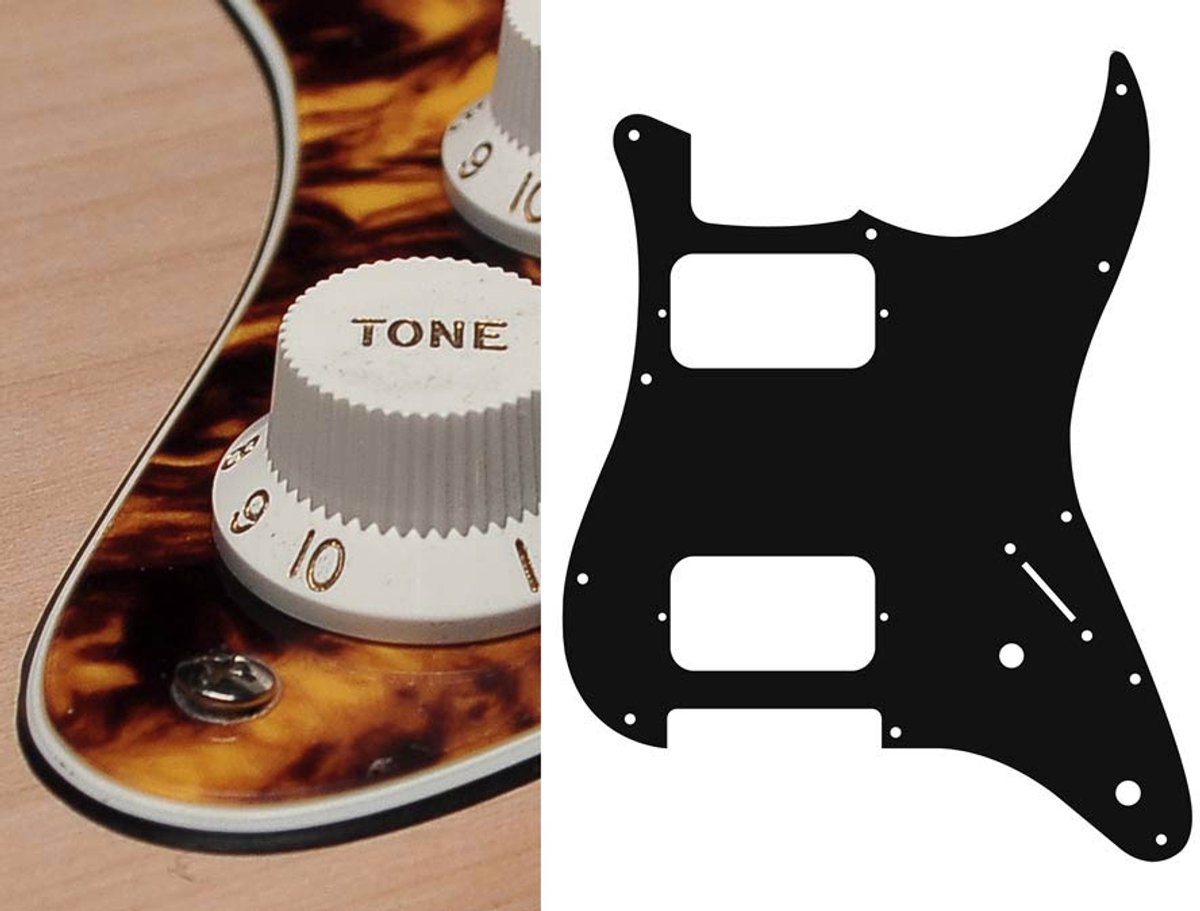 Boston ST-332-MY pickguard, Stallion, HH, 2 pot holes, 3-5 switch, 3 ply, marble yellow