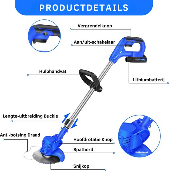 Bosmaaier electrisch - Grastrimmers met 2 Accu's - Multigereedschap - Hoogte verstelbaar - Incl. accessoires van Bosmaaier. — afbeelding 4