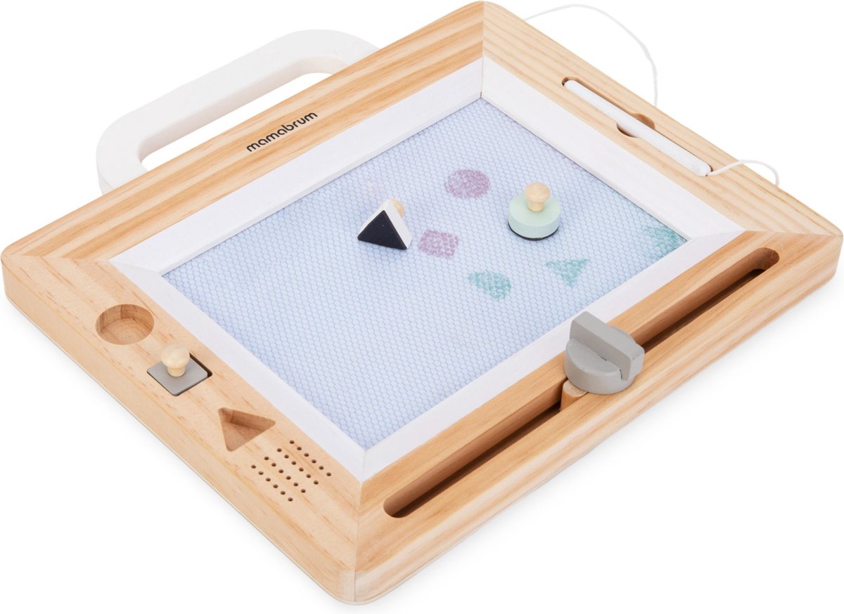 Mamabrum houten krabbelaar met stempels tekentafel 3 stempels aantrekkelijk vol zachte kleuren ontwerp kinderschrijfbord voor kinderen