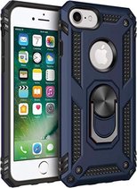 Anti Shock Back Cover met magnetische ringhouder voorApple iPhone 6 / iPhone 6S / iPhone 7 / iPhone 8- Anti Shock - Donker Blauw