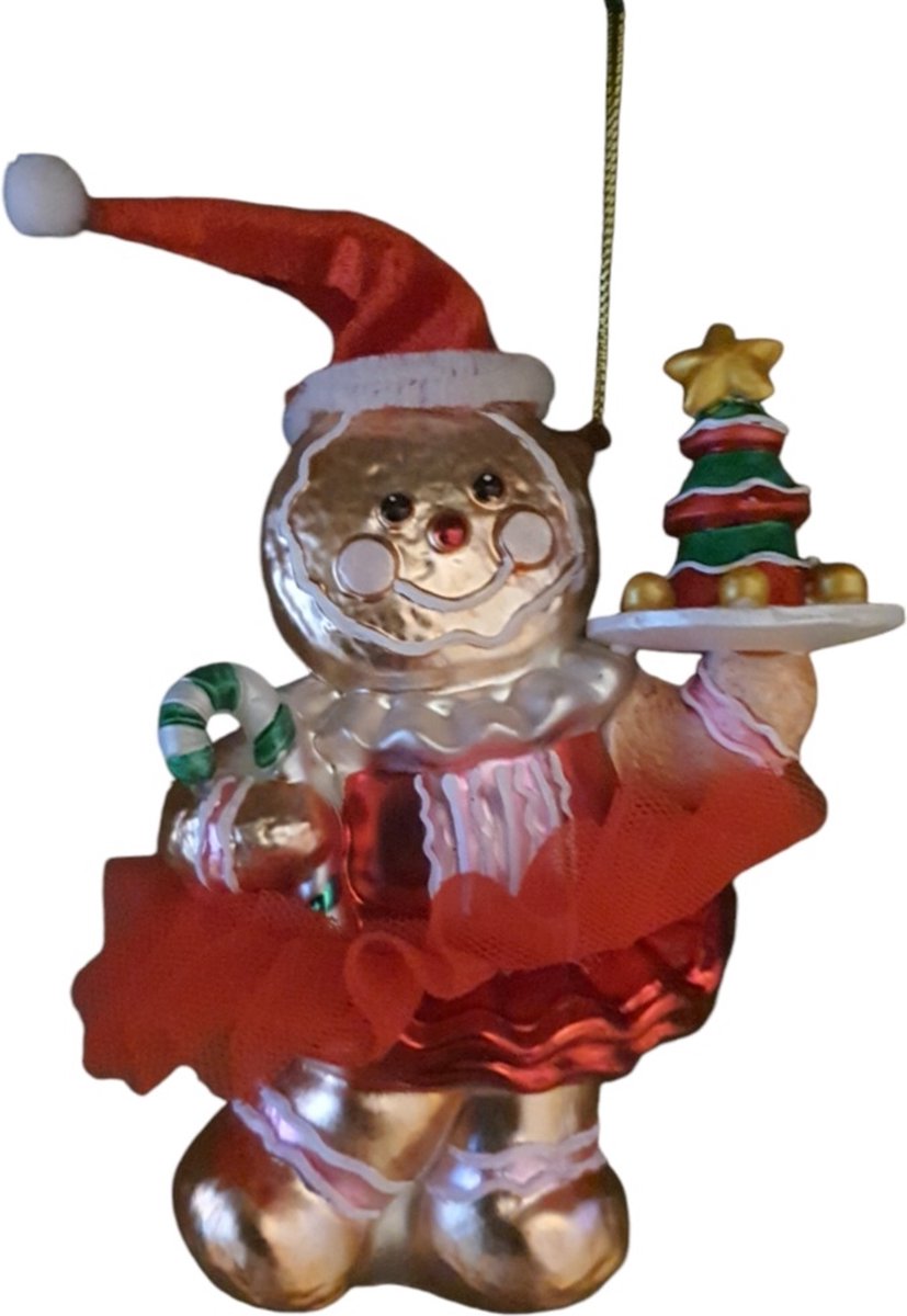 House of Seasons 2 STUKS Kersthanger Peperkoek met rokje,kerstboom L9xB6xH14cm