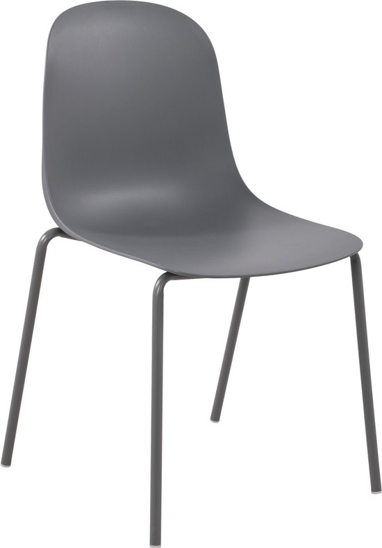 CLP Hardin Chaise empilable - pour l'extérieur - Résistant aux intempéries et aux UV - Structure en métal peint par poudrage - Chaise d'extérieur - Plastique - gris foncé