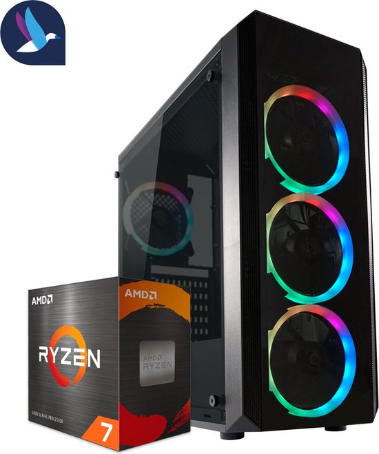 Circular RGB Gaming PC | AMD Ryzen 7 – 5700X | GeForce RTX 4060 | 32 GB DDR4 | 1 TB SSD – NVMe | Windows 11 Pro