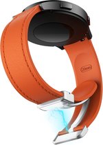 Hybride siliconen-leren bandje - geschikt voor Garmin Venu (2 Plus) / Venu SQ (2) / Vivomove (Style - Sport) / Vivoactive 3 / 5 / 6 / Forerunner 55 / 165 / 245 / 645 / 570 - 42mm - oranje