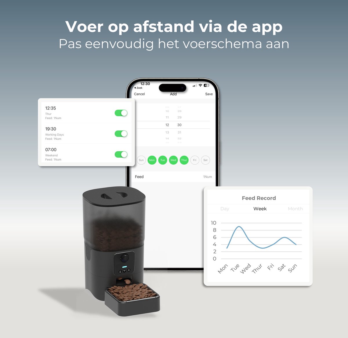 Afbeelding 3 van CatElite® - Automatische Voerbak Kat - 6L Voerdispenser RVS - HD Camera & Audio - Dual WiFi 5Ghz & 2.4Ghz - Night Vision - Voerautomaat Dispenser met Smart App - Voor Droogvoer - Zwart