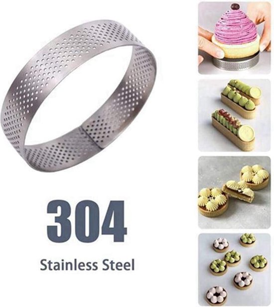 YXHZVON 8 Stuks Geperforeerde Taartringen, Geperforeerde Ringtaartjes, Geperforeerde Ringen Om Te Bakken, Mousse Ringen, Taartring Voor Het Maken Van