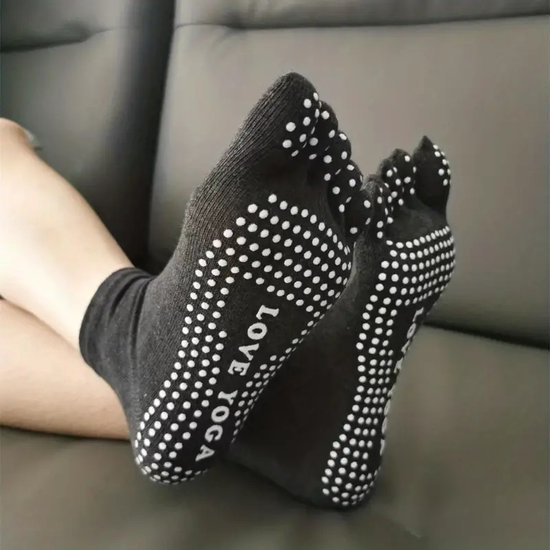 Yoga Sokken FUll Toe I Volle Teen Yoga Sok I Met Anti Slip Onderkant I Antislip Sokken I Pilates Sokken I Zwart I Maat 36-40 van ToeSox — afbeelding 3