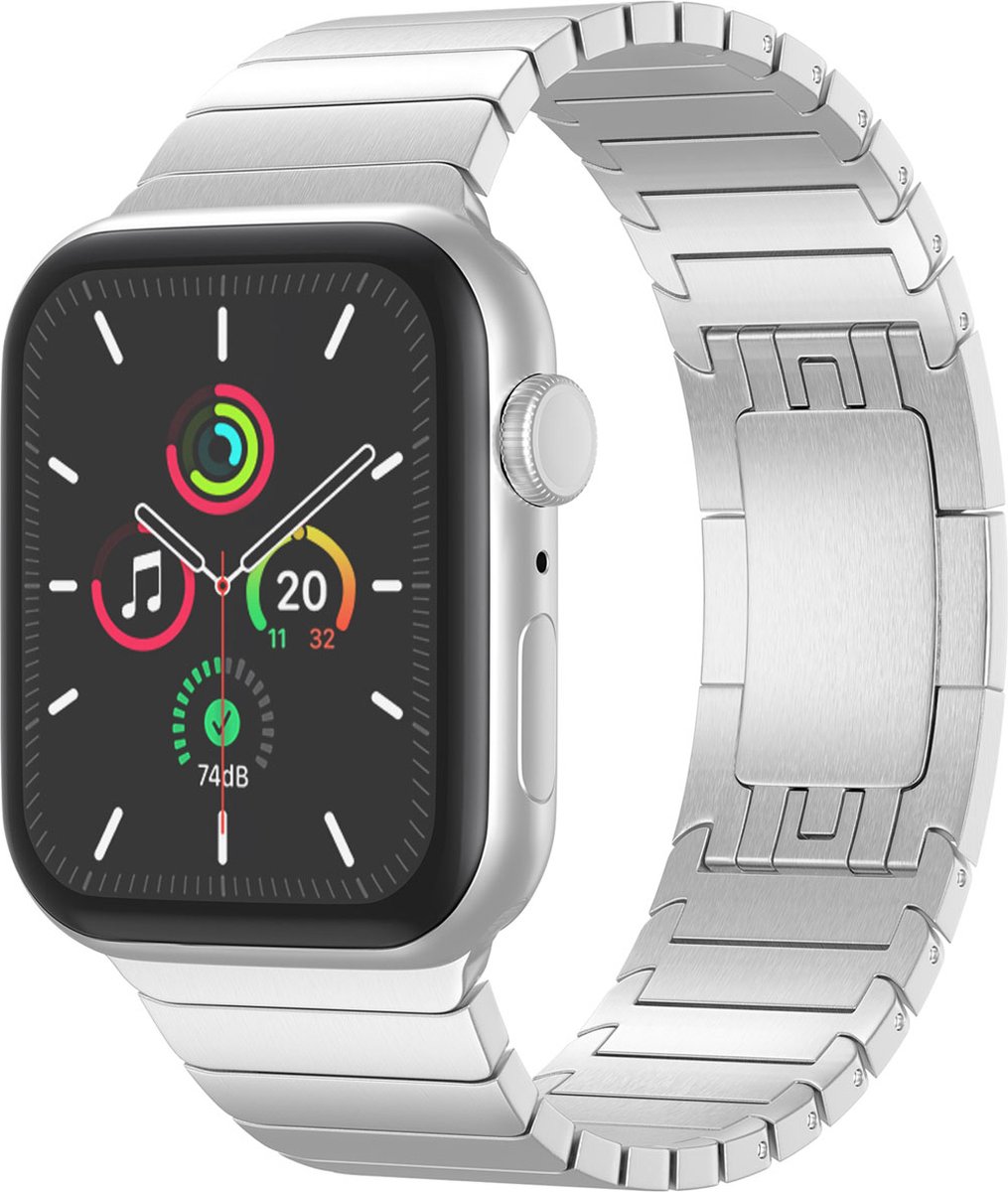 Selencia Stalen schakelband geschikt geschikt voor Apple Watch Series 1 / 2 / 3 / 4 / 5 / 6 / 7 / 8 / 9 / SE / Ultra (2) - 42 / 44 / 45 / 49 mm - Zilver