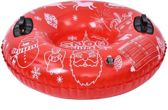 Jojoy Opblaasbare Sneeuwglijder Slee Rood - 110 cm Diameter - Met Handvaten - Winterplezier voor Kinderen en Volwassenen - SNOWRIDER