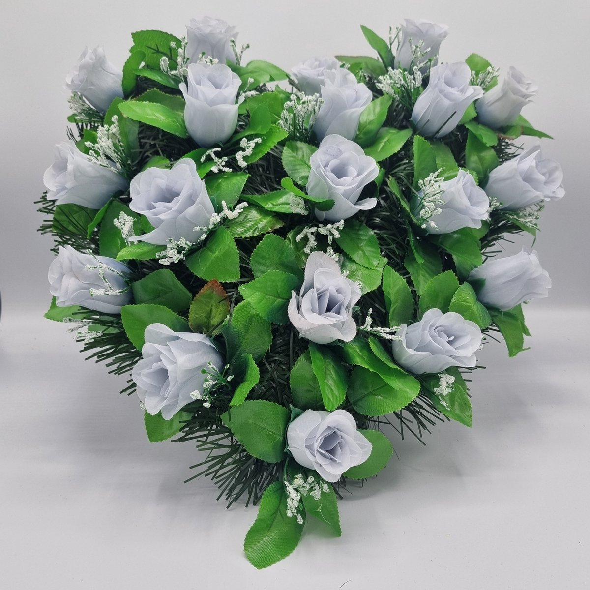 Bloemstuk - W847/58 - Hart - Roos - Grijs - 40cm - Verzwaard - Buigzaam - Grafdecoratie