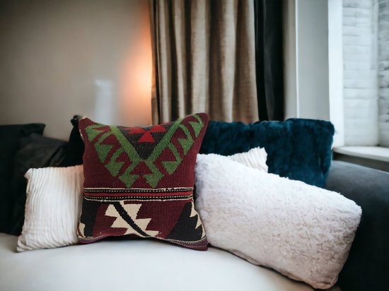 Kussenhoes-40x40-Echt Vintage Kelim-Handgemaakt-Authentiek-Kussen