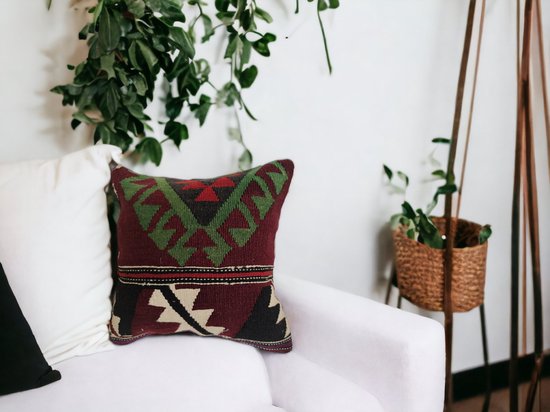 Kussenhoes-40x40-Echt Vintage Kelim-Handgemaakt-Authentiek-Kussen