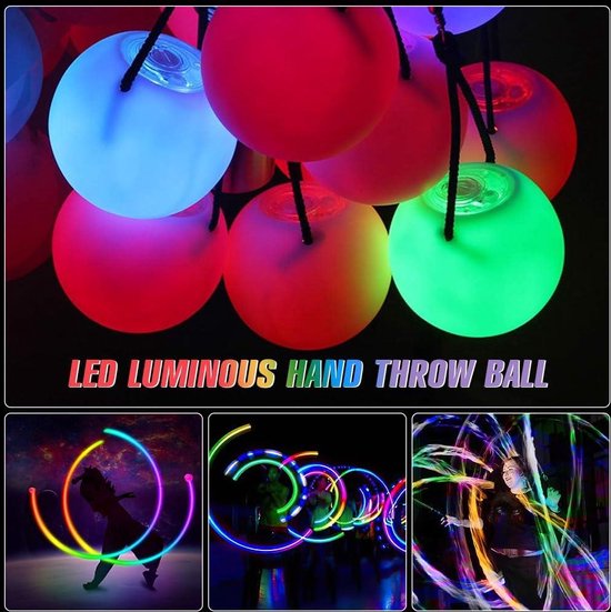4 stuks Glow Poi ballen - regenboogkleuren, stroboscoopeffect - soft spinning POI set kamperen voor beginners van Paloquo — afbeelding 3