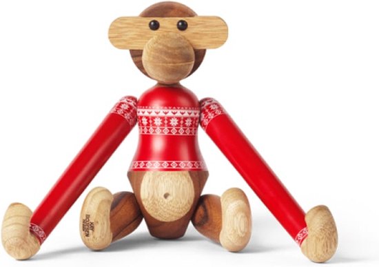 Kay Bojesen Singe de Noël rouge/blanc rayé petit