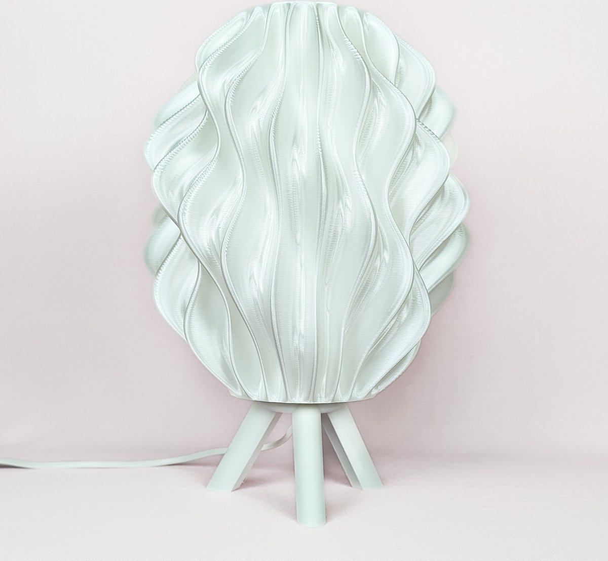 Tafellamp GROOVE - wit H37 cm - E27 LED Lamp - 3D geprint - Bureaulamp, nachtlamp, sfeer verlichting van duurzaam kunststof
