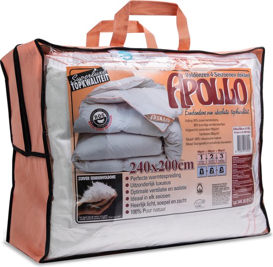 NachtrustOnline Apollo 4 Seizoenen Donzen Dekbed 140x200 - Extra Luxe en Lichtgewicht donsdeken - Voldonzen Zomerdekbed & Winterdekbed - Wit, Katoen, Donsdeken, 140x200 cm, Eenpersoons dekbed