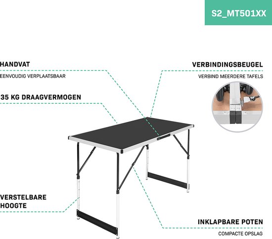 VONROC Multifunctionele Tafel - 100 x 60 cm - set van 3 van Merkloos — afbeelding 4