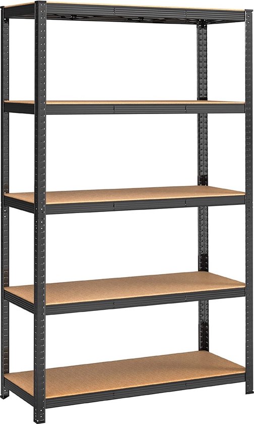 MIRA Home - Etagère - Etagère de rangement - Zwart/ Beige - Bois / Métal - 200x120x60cm