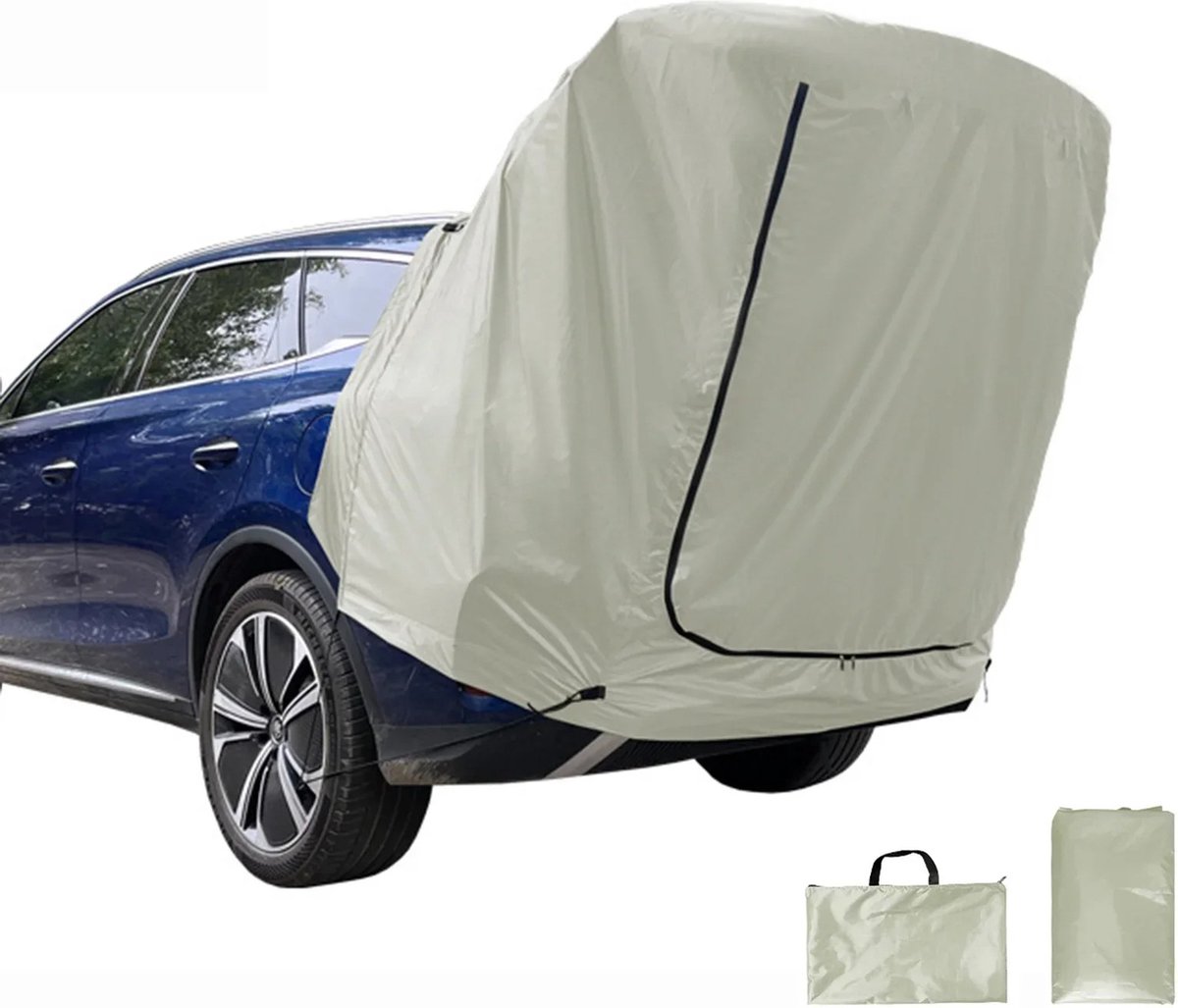J&R Autotent - Kofferbak tent - Bustent - Kamperen - Achterklep tent - Met muskietengaas - Vliegenhor - Wit