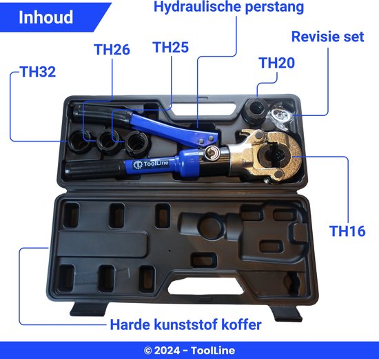 Pershamn Tools ToolLine® - Perstang TH-set (hydraulisch) - 5 gehard stalen TH16 - TH20 ...